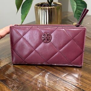 Tory Burch Maroon Quilted Wallet